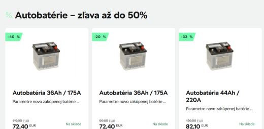 Výpredaj autobatérií Škoda až do výšky -50%